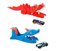 Hot Wheels City Track Nemesis Playset with Shark Launcher and Dino Launcher