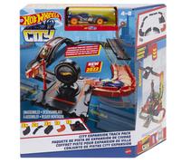 Hot Wheels City Track Pack, 10 Piece Set Includes Track Base & Various Track Pieces to Build a Cityscape, with 1 Hot Wheels Car, Connects to Other Se