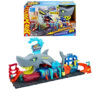 Hot Wheels City Track Set, Ultra Shark Car Wash with 1:64 Large, Multicolor