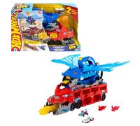Hot Wheels City Ultimate Dual Dragon Transporter & 2 Die-Cast Cars | 2 Dragons: 1 Large-Scale that Transforms into a 2-lane Raceway & 1 Detachable, Plus 2 Toy Cars, Store 20+ Vehicles, JKJ79