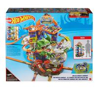 Hot Wheels City Ultimate Garage Playset with Multi-Level Racetrack, 91 cm Tall Moving T-Rex Dinosaur, Parks