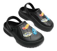 Hot Wheels Clogs Boys with Shoe Charms Garden Shoes Summer Slip On Ankle Strap Indoor Outdoor Beach Holiday Essentials (11/12 UK, Black)