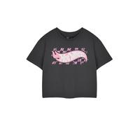 Hot Wheels Womens Grey Cropped Tee | Pastel Graphic Logo Short Sleeve T-Shirt | Retro Logo Apparel for Ladies | Vintage Logo Streetwear Clothing Merchandise Gift