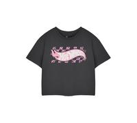 Hot Wheels Womens Grey Cropped Tee | Pastel Graphic Logo Short Sleeve T-Shirt | Retro Logo Apparel for Ladies | Vintage Logo Streetwear Clothing Merchandise Gift