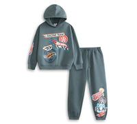 Hot Wheels Dark Green Hoodie & Joggers Set | Boys Long Sleeve Character Hooded Pullover | Kids Cartoon Streetwear Tracksuit | Children's Loungewear Outfit Merch - 5-6 Years
