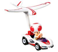 Hot Wheels Die-Cast Mario Kart Toad in P-Wing Kart with Plane Glider