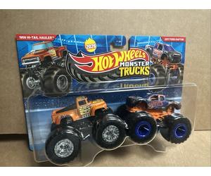 HOT WHEELS DIECAST MONSTER TRUCKS- 1956 Hi-Tail Hauler & 2017 Ford Raptor