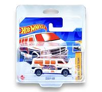Hot Wheels Dodge Van (White & Orang) 2/5 HW 55th Race Team - 2023-66/250 (Short Card) - COMES IN A KLAS CAR KEEPER PROTECTIVE COLLECTORS CASE - HKK28
