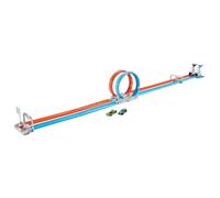 Hot Wheels Double Loop Dash Track Set & 2 Diecast Toy Cars