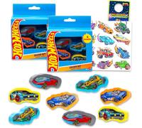 Hot Wheels Erasers for Kids - Bundle with 8 Erasers Featuring Racecars Plus Tattoos, More | Hot Wheels School Supplies Bulk for Kids, Boys