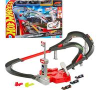 Hot Wheels Toy Car Track Set, 3 Formula 1 Die-Cast Vehicles in 1:64 Scale: McLaren F1 Team, Alpine & VCARB, Sprint Race Circuit (Teams May Vary), JDY15