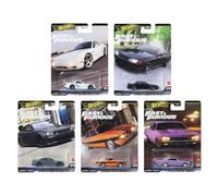 Hot Wheels Fast & Furious Die-Cast Cars Collection, 5-Pack Set, Mazda RX-7, Nissan Skyline, Dodge Charger, Alfa Romeo, Plymouth HNW-956K