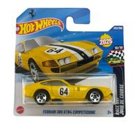 Hot Wheels Ferrari 365 GTB4 Competizione JBC19 HW Race Day 10/10 Short Card Yellow Ferrari Licence Mattel 2025 1:64