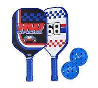 Hot Wheels - Fiberglass Pickleball Bundle Set, 3-Piece Set with Durable Fiberglass Paddle and Pickleballs, Lightweight High-Performance Paddle for Indoor and Outdoor Play