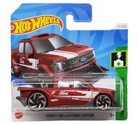 Hot Wheels Ford F-150 Lightning Custom Truck - HW Green Speed 5/10 - HTB82 - Short Card - Dark Red Metallic - Mattel 2024 - Kid's Toy Truck - Children