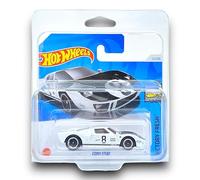 Hot Wheels Ford GT40 (Whie & Black) 2/10 Factory Fresh - 2024-12/250 (Short Card) - COMES IN A KLAS CAR KEEPER SHORT CARD PROTECTOR CASE - HTC51