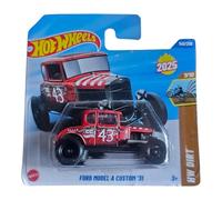Hot Wheels Ford Model A Custom '31, 2025 HW Dirt Series, 7/10, Red Racing Car #43, Die-Cast Model