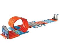 Hot Wheels FTH77 Track Builder Race Crate Connectable Track Set with Loops, 2 Diecast and Mini Toy Cars, Multi-Colour