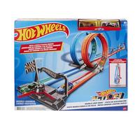 HOT WHEELS GFH85 Two-Track Looping Race Track, Straight Track Parts, Large Loopings and 2 Toy Vehicles in 1:64 Scale for Children from 5 to 10 Years