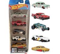 Hot Wheels Hot Rods 5 Pack ['57 Chevy, '52 Hudson Hornet, Max Steel, Hirohata MERC, Muscle & Blown] 1:64 Scale Diecast Toy Vehicles