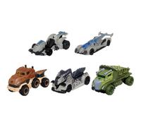 Hot Wheels Jurassic World Dominion Toy Character Cars 5-Pack in 1:64 Scale: Beta Giganotosaurus T-Rex Triceratops & Velociraptor