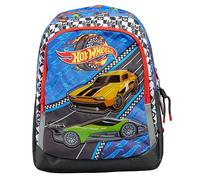 Hot Wheels Kids Backpack | Boys School Bag Childrens Blue Rucksack Toddler Nursery | Travel Bookbag Lightweight with Bottle Holder