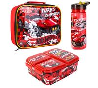 Hot Wheels Kids Childrens Lunch Box Set - Insulated Lunch Bag, Multicompartment Lunch Box & 580ml Water Bottle - School Travel Lunch Food Set, BPA Free