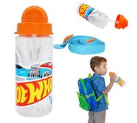 Hot Wheels Kids Water Bottle 500ml - BPA-Free Leakproof Plastic Bottle with Strap - Reusable Summer School Drinks Bottles for Boys Age 3+ - Travel & Sports Accessories