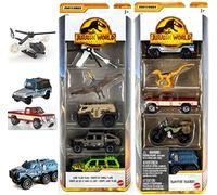 Hot Wheels Land Sea Adventurer Jurassic World Dinosaur 10 Vehicle Bundled with Dominion Character Car 5-Pack Transport Trackers with Mini Figure + Total Terrain Air Dino 5-Pack Collection 2-Items