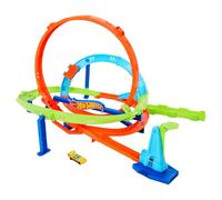 Hot Wheels Action Loop Cyclone Challenge Track Set with 1:64 Scale Toy Car, Easy Storage