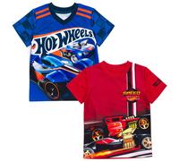 Hot Wheels Little Boys 2 Pack Athletic T-Shirts Red/Blue 7-8