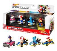 Hot Wheels Mario Kart 4 Pack Diddy Kong Mach 8 Waluigi Badwagon Light Blue Yoshi