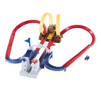 Hot Wheels Mario Kart Bowser’s Castle Chaos Modular Track with Side by Side Racing Lap Flags and Bowser Figure Connects to other sets Gift idea for Ages 3 years and older