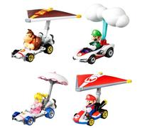 Hot Wheels Mario Kart Character Cars Collection Bundle, 4 Pack, Mario, Luigi, Donkey Kong, Princess Peach GVD30-956R