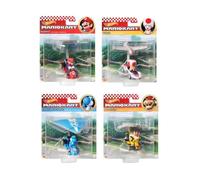Hot Wheels Mario Kart Character Gliders -Bundle of 4: Bowser, Light-Blue Yoshi, Mario & Toad | Die-Cast Figures with Glider Attachments | Display & Play Toy GVD30-956M