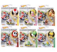 Hot Wheels Mario Kart Die-Cast Character Cars Collection, 6-Pack Set, Toad, Princess Peach, Yoshi, Donkey Kong, Koopa Troopa, Shy Guy Gbg25-957h
