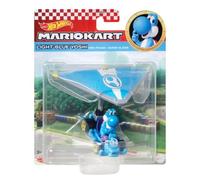 Hot Wheels Mario Kart 1:64 Scale Die-cast Light-Blue Yoshi in Pipe Frame Kart with Super Glider