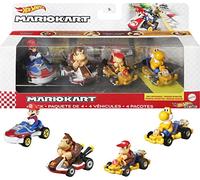 Hot Wheels Mario Kart Vehicle 4-Pack, Set of 4 Fan-Favorite Characters Includes 1 Exclusive Model, Collectible Gift for Kids & Fans Ages 3 Years Old & Up, HDB22
