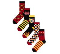 Hot Wheels Mens Checkerboard Flame Calf-Length Socks (Pack of 5)