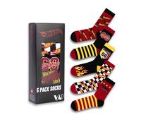 Hot Wheels Checkerboard and Flames Mens 7-11 UK Calf Socks Set of 5