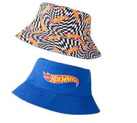 Hot Wheels Mens Checkerboard Logo Reversible Bucket Hat
