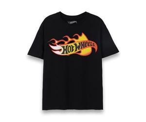 Hot Wheels Mens T-Shirt | Adults Classic Flame Logo Short Sleeve Graphic Tee in Black | Racing Flames Vintage Car Apparel Top | Collectors Sports Speed Toy Iconic Merchandise Gift for Him