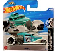 Hot Wheels - Mid Mill - HYX79 - Rod Squad 7/10 - Turquoise-White Hot Rod in 1:64 Scale - Classic Dragster Style with Open Motor - Mattel 2025 (97/250)