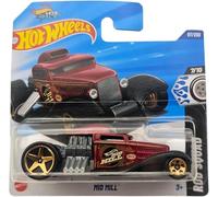 Hot Wheels Mid Mill, Rod Squad Series, Metallic Red Custom Hot Rod, 7/10, Diecast Car Model