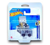 Hot Wheels Minecart (Light Grey, Dark Grey & Black - 15 Years of Minecraft) 8/10 HW Screen Time - 2024-136/250 (Short Card) - includes a KLAS Car Keeper Protector Case - HTB38