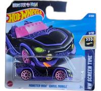 Hot Wheels Monster High Ghoul Mobile, Die-Cast Car, HW Screen Time Collection, 1/10, Black and Purple