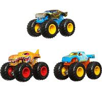 Hot Wheels Monster Trucks 1:64 Color Shifters, 3-Pack of Toy Trucks that Change Decos in Ice Cold Water & Change Back in Warm Water, Toy for Kids, HGX20