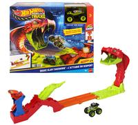 Hot Wheels Monster Trucks Toy Playset, Snake Slam Takedown Track Set with Exclusive 1:64 Scale Bone Shaker Toy Vehicle, Includes Track, JJN44