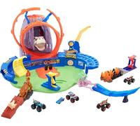 Hot Wheels Monster Trucks Age 4+, T-Rex Volcano Playset with Lights and Sounds, Includes 1:64 Scale Race Ace Monster Truck and 1:64 Scale Die-Cast Toy Car, GYL14
