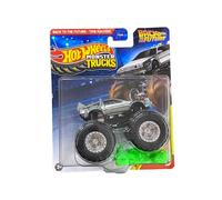 Hot Wheels Monster Trucks Back to The Future Time Machine with Crushed Car, Diecast